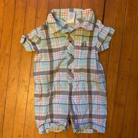 Janie and Jack plaid 3-6 month Hampton summer Romper - Picture 1 of 3